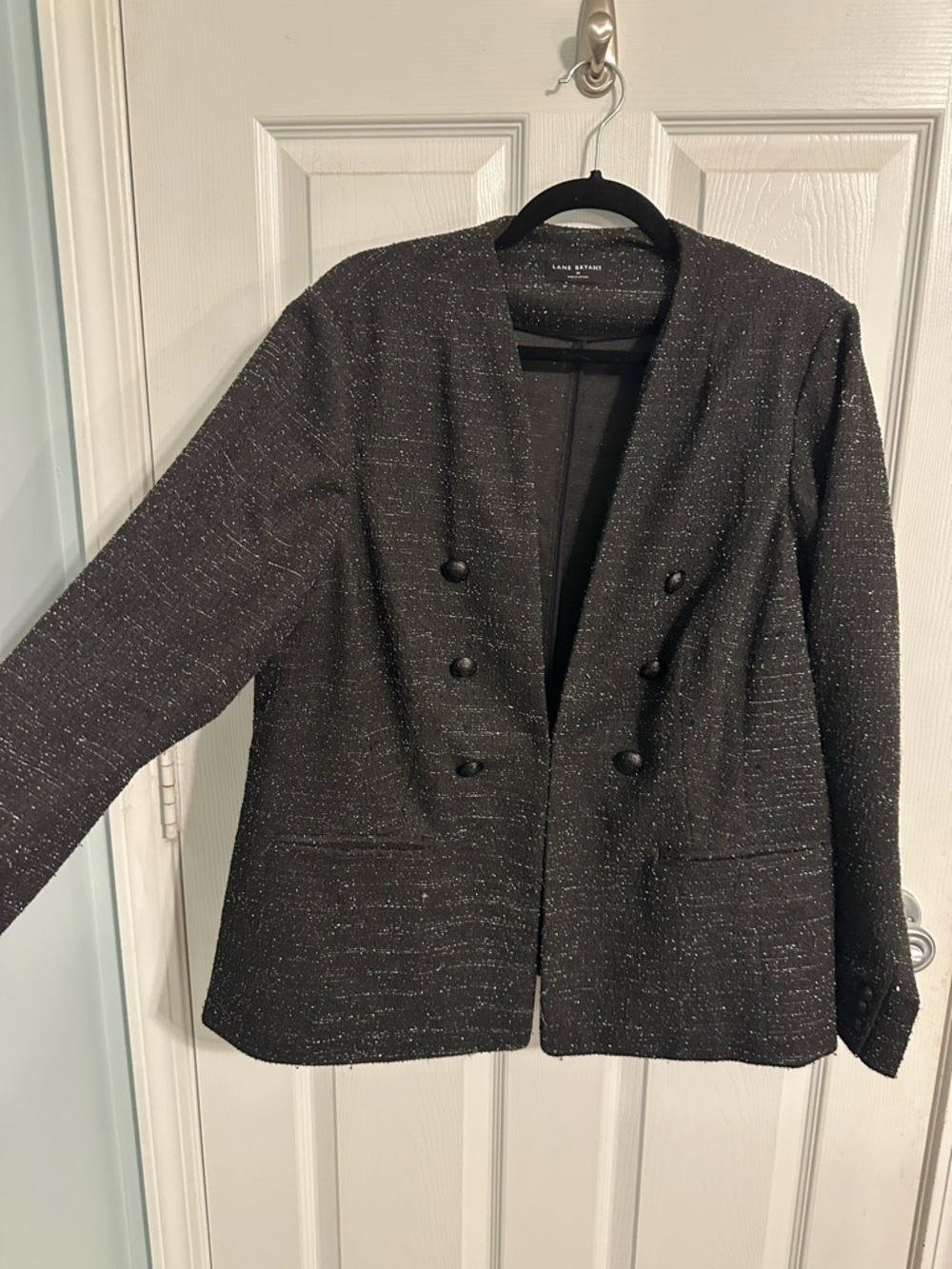 Lane Bryant Black Sparkle Double-Breasted Blazer